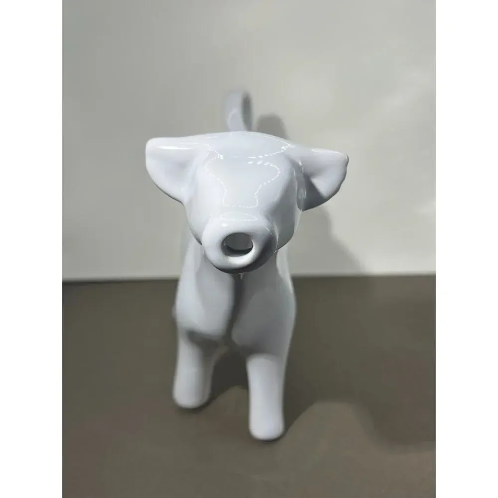 White Ceramic Porcelain Cow Shaped Milk Cream Pitcher 7.5